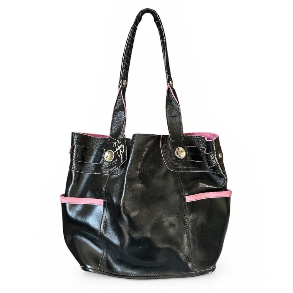 NWT - B. Makowsky Women's Black Genuine Leather Suede Shoulder Tote Bag